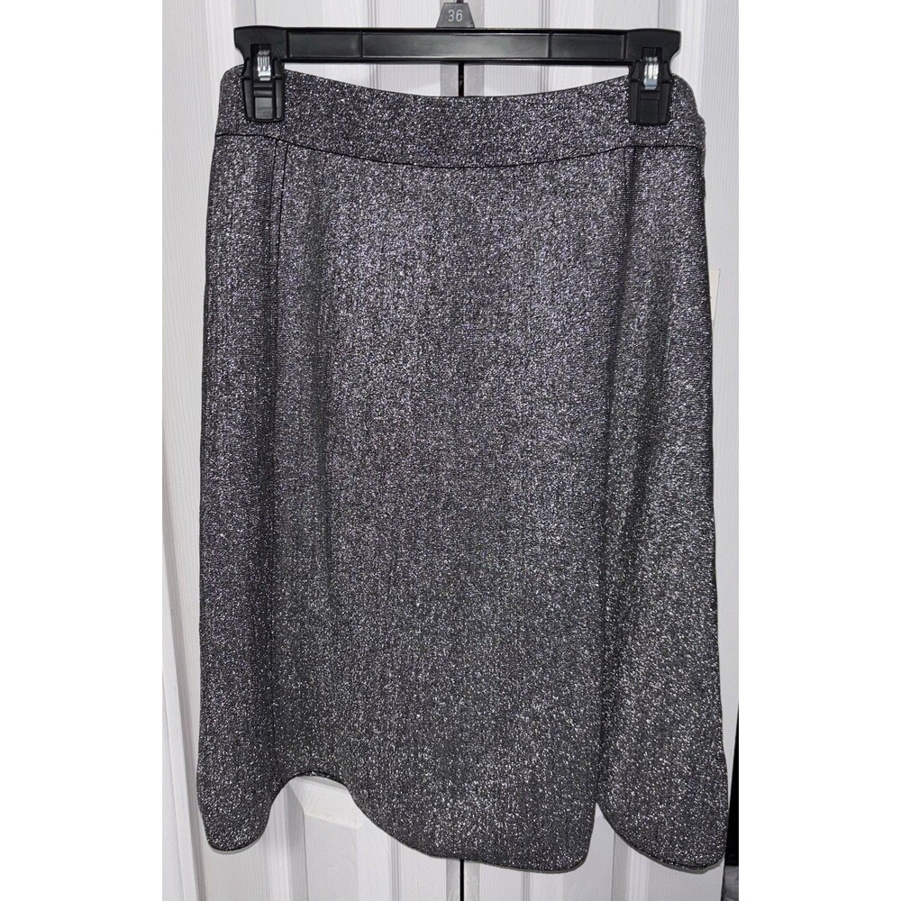 NWT Harper & Liv 1X Shiny Silver/Gray Skirt A-Line